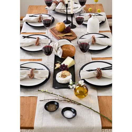 100% Pure European Flax Linen Table Runner, 14 x 108 Inch Hemstitch