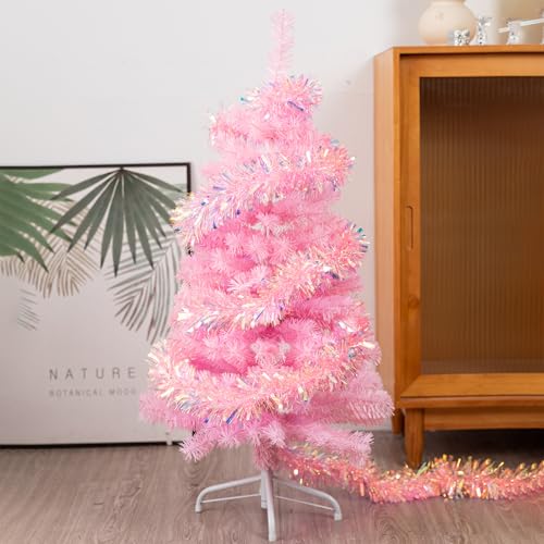 Pink 3ft Artificial Christmas Tree with Metal Stand - Tabletop Holiday Decor