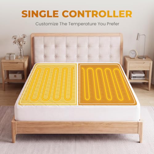 Queen Heated Mattress Pad with Dual Control & 12 Heat Settings