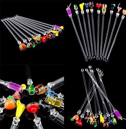 Colorful Cocktail Stir Sticks Set - 10 Acrylic Drink Mixers with Mini Accessories
