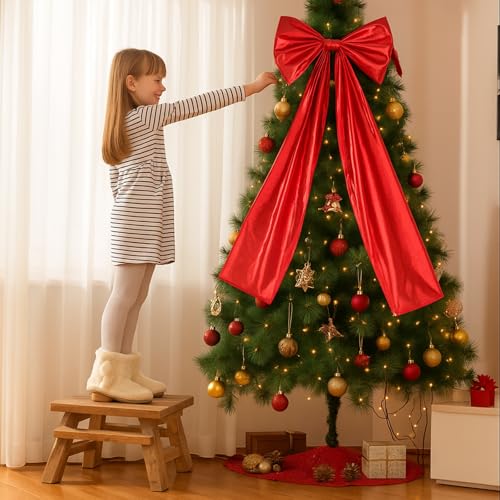 Halloscume Red Metallic Extra Large Christmas Bow 80 x 15 Inches for Front Door