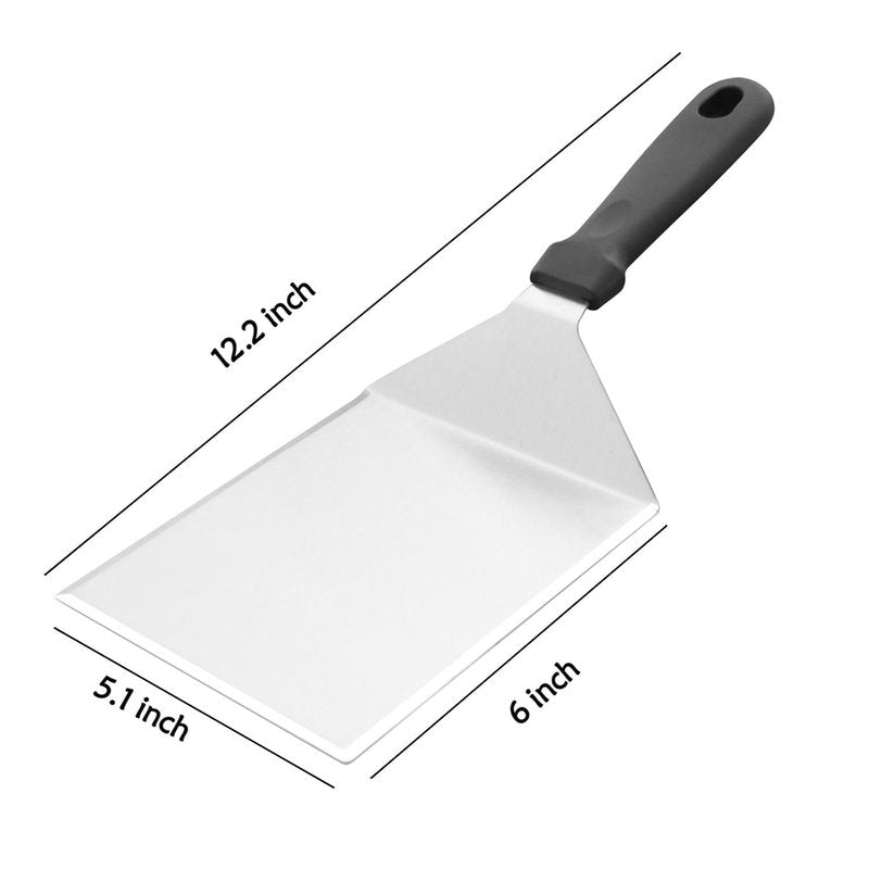 Generic Large Griddle Scoop and Wide Smash Burger Spatula. Stainless Steel Griddle Food Mover. BBQ Grill Food Shovel for Fried Food, Stir Fry, Hibachi Tools, Silver