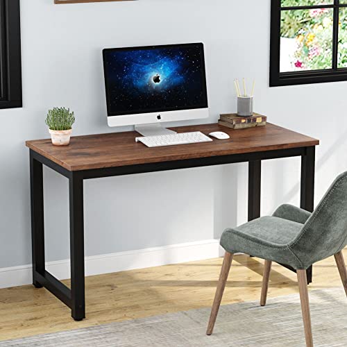47-Inch Modern Computer Desk, Rustic Brown Writing Study Table Workstation
