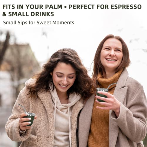 Green 4oz Double-Walled Stainless Steel Espresso Cups Set of 2 - Insulated Coffee Shot Glasses
