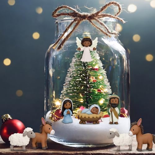 60-Piece Mini Nativity Scene Resin Figurines for DIY Christmas Crafts