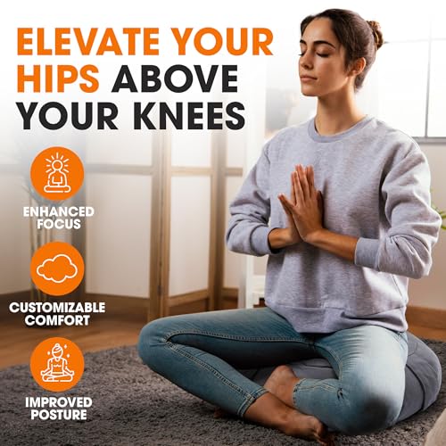 Ergonomic Meditation Cushion with Buckwheat Filling for Floor Seating