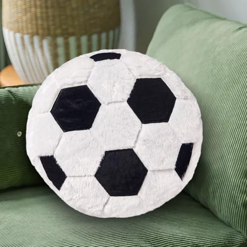 15.7-Inch Soccer Ball Plush Pillow, Soft Fluffy Sports Throw Cushion