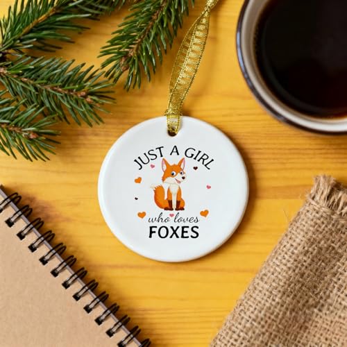 Mancheng-zi Fox Christmas Ornament - Ceramic Holiday Tree Decoration, Girl Who Loves Foxes