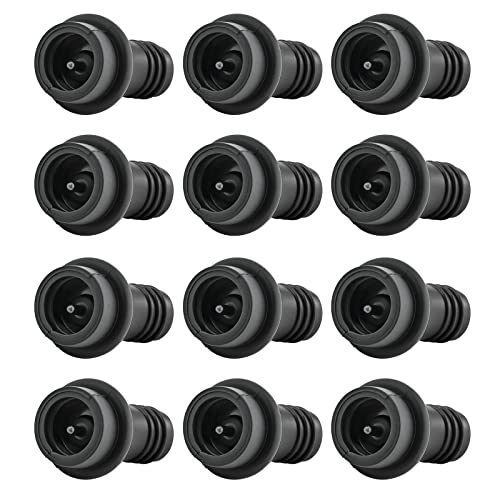 Reusable Silicone Vacuum Wine Stoppers - Black Wine Saver Set (12-Pack)