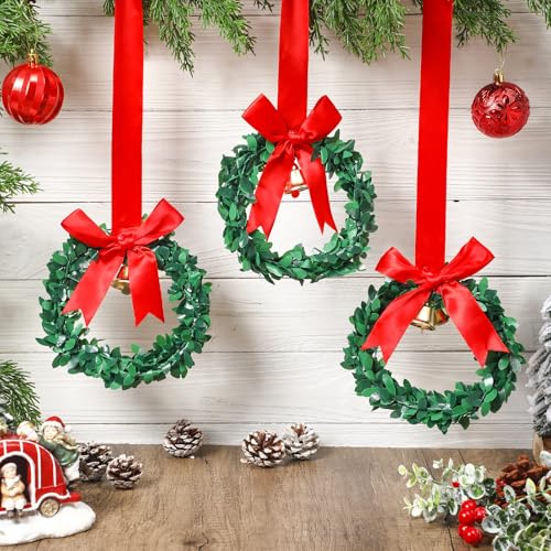 Syhood 12pcs 16-Inch Red Silk Christmas Wreath Bows for Windows & Cabinets