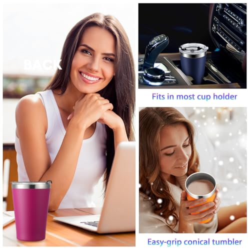 Potchen 12 oz Stainless Steel Insulated Travel Mug with Leak-Proof Lid - Bulk Pack of 16, Cold & Hot Drinks