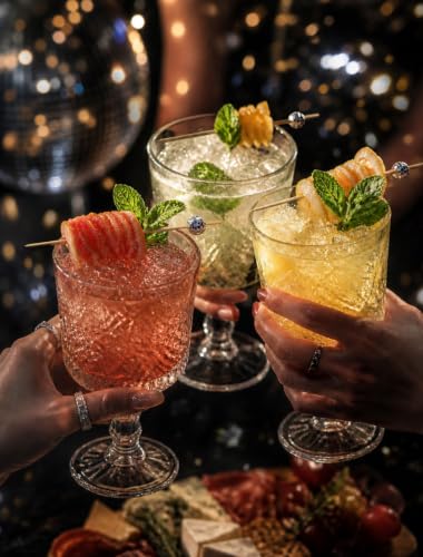 DecorWoo 4.7 Inch Silver Mini Disco Ball Cocktail Picks - 100 Count Party Food & Drink Garnishes