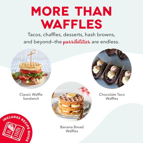 Mini Waffle Maker - 4-Inch Portable Nonstick Electric Waffle Iron, Red