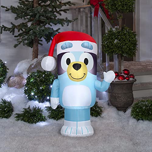 Gemmy 3.5 FT Bluey Christmas Inflatable with Santa Hat – Lighted