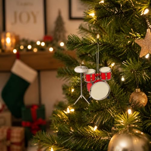 The Bridge Collection 3-Inch Red Wood Drum Set Ornament – Christmas Tree Decor