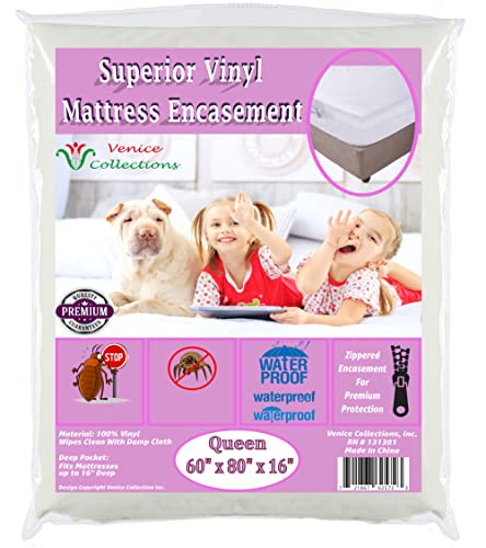 Queen Size 8 Gauge Waterproof Vinyl Mattress Protector Cover