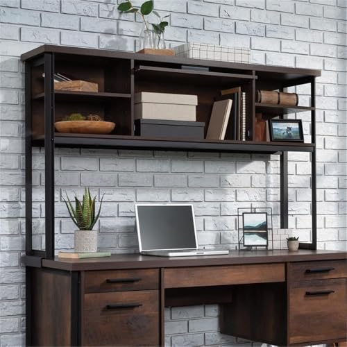 60-Inch Contemporary Desk Hutch with Barrister Door and Adjustable Shelves
