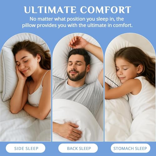 JOLLYVOGUE Queen Size Bed Pillows Set of 2 - Down Alternative Hotel Quality