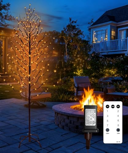 Remon 7Ft LED Birch Tree with 312 Lights, Twinkle Modes & Timer - Indoor & Outdoor Decor
