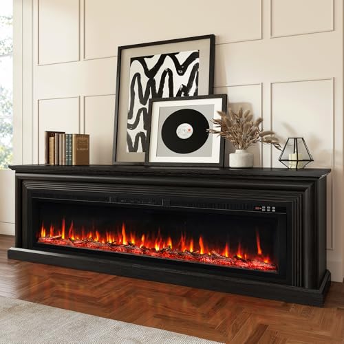 70-Inch Fireplace TV Stand with Electric Fireplace Insert and Mantel