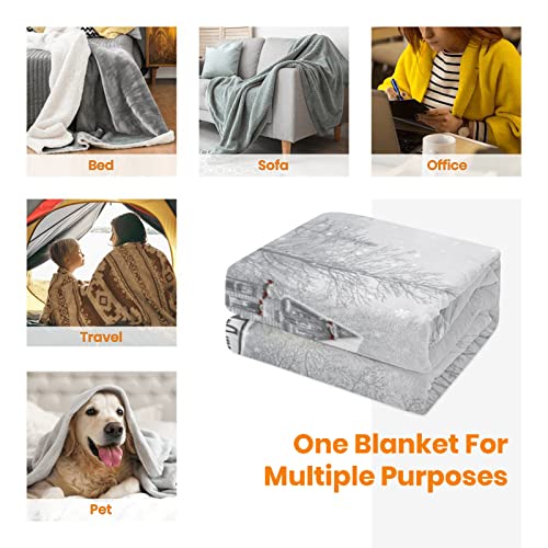 JOOCAR 40x50 Inch Christmas Throw Blanket Red Truck and Dog Fannel Plush Warm