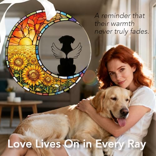 Personalized Dog Memorial Ornament Sunflower - Glass Keepsake with Gift Box