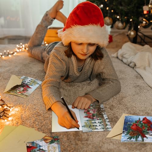 Cholemy Rustic Cardinal and Berries Christmas Cards with Envelopes, 36pc 4x6, Assorted Styles