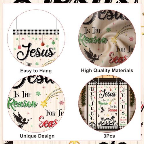 Nativity Door Cover Set 3PCS - Nativity Theme Banner Displays for Christmas Door