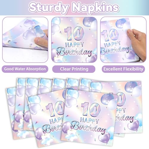 96-Piece 10th Birthday Party Supplies Set, Iridescent Purple Tableware