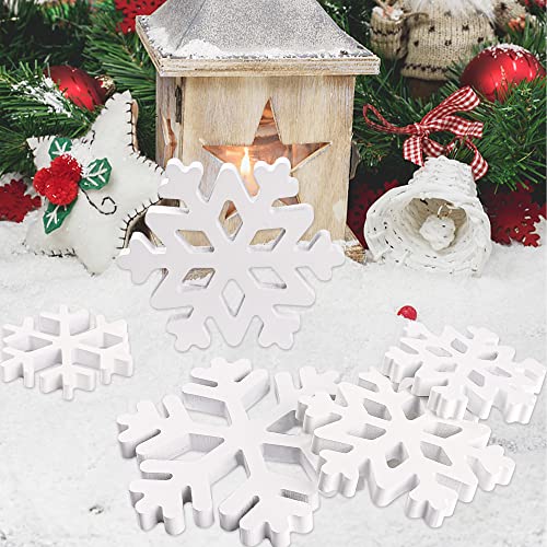 Christmas Wooden Snowflake Decor - 5pcs Winter Tabletop Signs for Holiday Home & Party