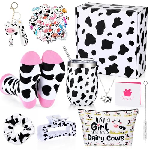 Landical 59 Pcs Cow Gift Set for Women - Cow Theme Holiday Cozy Kit