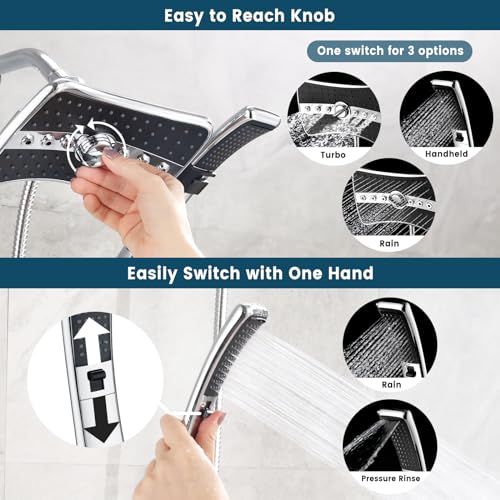 BRIGHT SHOWERS Chrome Dual Shower Head Combo with 2.5 GPM & 60-Inch Hose