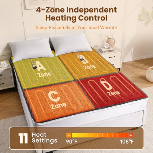 Electric Heated Mattress Pad Queen Size with Dual Controls