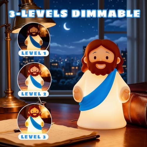 Jesus Night Light for Kids, Silicone Touch Dimmable Rechargeable Lamp