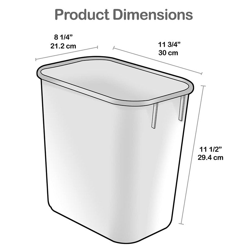 Acrimet Wastebasket, Deskside Bin, 3.25 Gallon/13 Quart/12 Liter, Trash Waste Grabage Can (Plastic) (Black Color) (Set of 8)