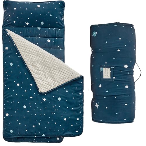 Toddler Nap Mat with Pillow and Fleece Blanket - Portable Slumber Bag