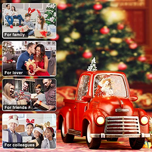 Musical Light-Up Red Truck Christmas Snow Globe with Swirling Glitter