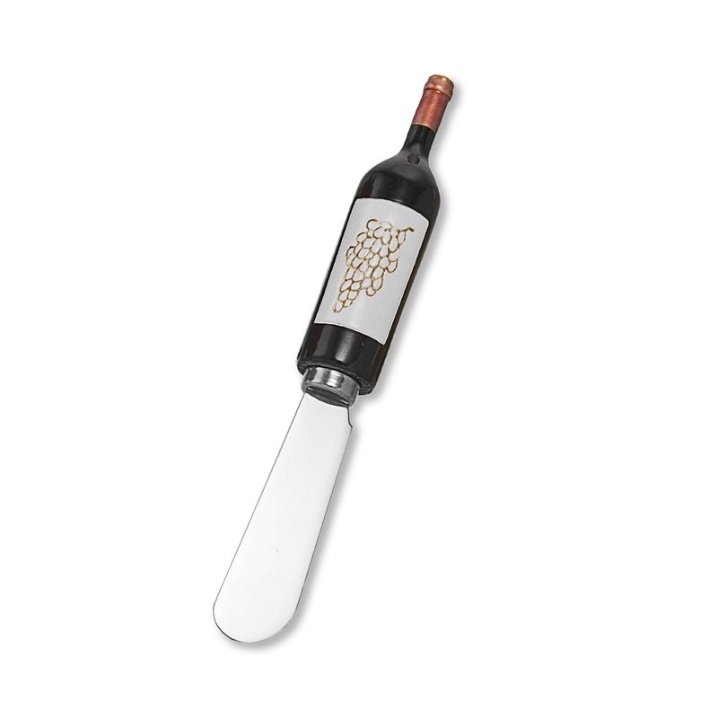 Wine Things Red Wine Tasting Cheese Spreaders, Hand-Painted Resin Handles with Stainless Steel Blades for Spreading Cream Cheese, Butter, and Jam, Assorted Designs, Set of 4