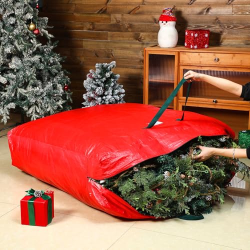2 Pcs 48 Inch Christmas Wreath Storage Bags with Handle - Red, Waterproof