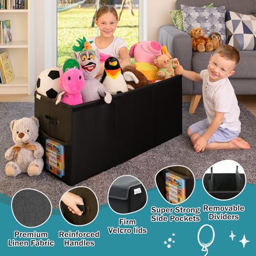 Extra Large Collapsible Toy Storage Chest with Lid & Dividers (37"x16"x14")