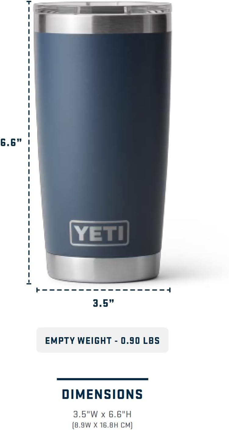 YETI Rambler 20 oz Stainless Steel Tumbler - Vacuum Insulated with MagSlider Lid for Hot & Cold Drinks