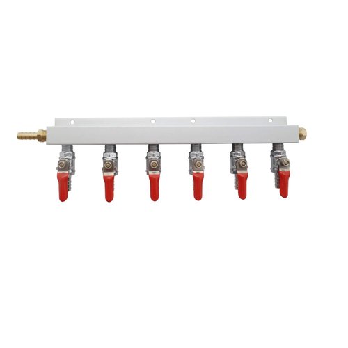 Gas Manifold, Beer Gas Distributor, Air Distributor CO2 Manifold - Splitter 5/16" Barb Fittings (6 way 5/16" Barb)
