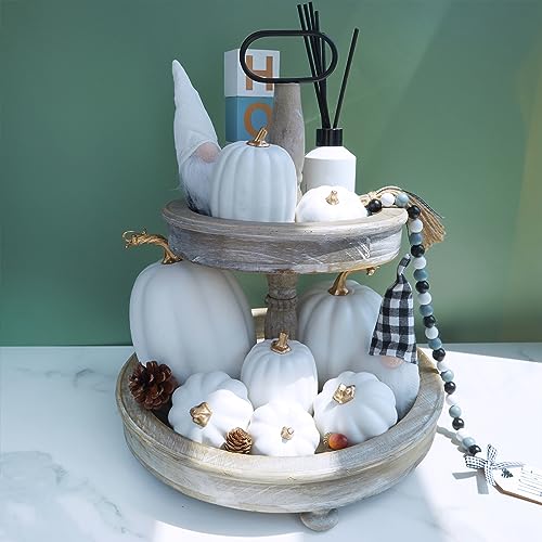 10 Pcs Assorted Artificial White Foam Pumpkins for Fall Home Decor