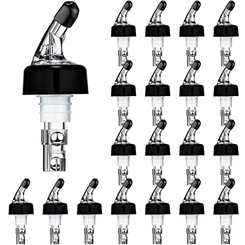 BBTO 40 Pack 30ml Clear Liquor Bottle Pourers with Caps - Auto Shot Spouts