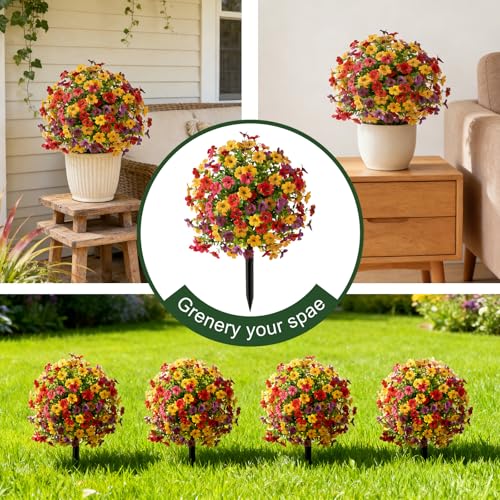 2-Pack Artificial Violet Topiary Trees, UV-Resistant Faux Garden Shrubs