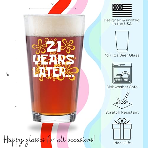 21st Birthday Beer Glass - Funny 16oz Pint Glass Gift for Men