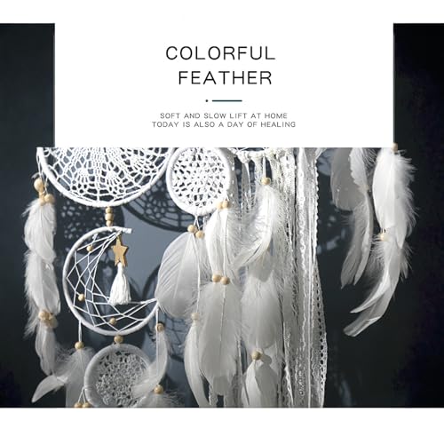 Large Boho Dream Catcher Wall Decor with Luxurious Feathers and Beads