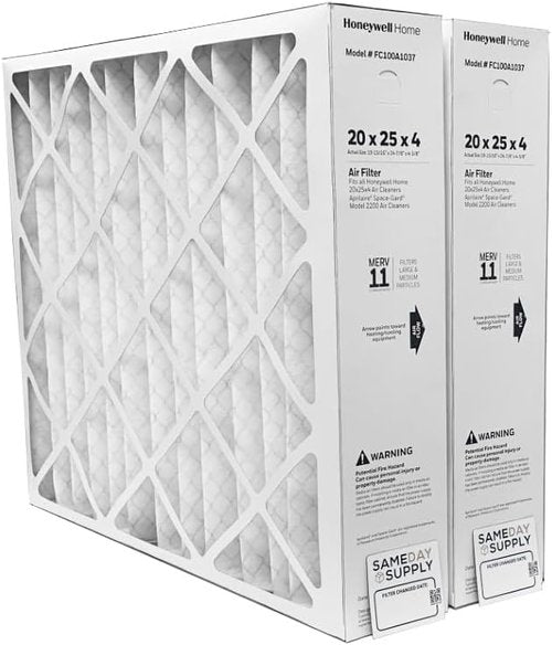 Honeywell Pleated Air Filter - MERV 11, 20" x 25" x 4" | 2-Pack with Same Day Supply Reminder