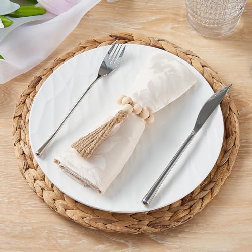 Wooden Bead Napkin Rings Set of 6, Rustic Boho Farmhouse Table Decor