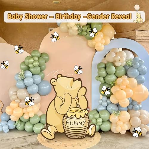 Large 27.5-Inch Bear Party Cutout Prop with Balloons and Bee Stickers